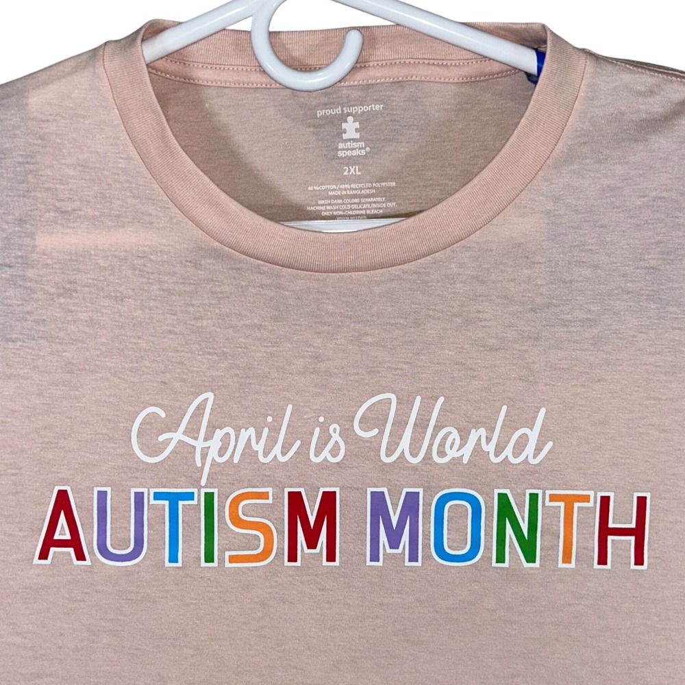 Autism Speaks World Autism Month Graphic T-Shirt Peach Pink 2XL‎ New
